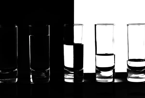 Row of glasses for vodka — Stock Photo, Image