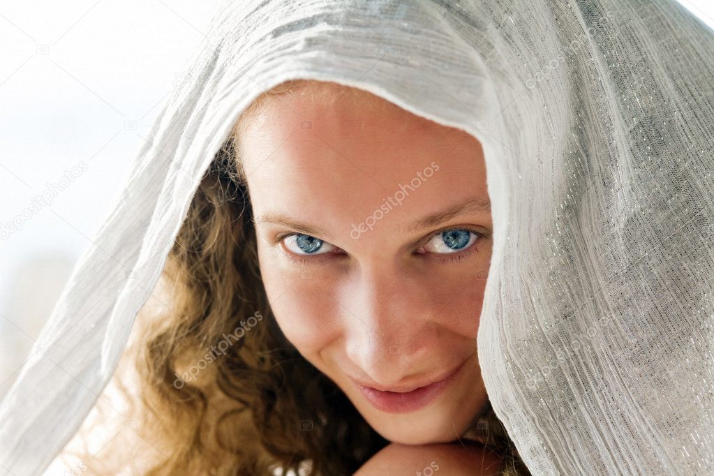 Girl in white shawl