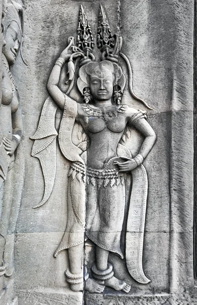 Apsara op de muur van angkor wat — Stockfoto