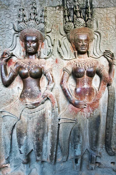 Apsara na ścianie angkor wat — Zdjęcie stockowe