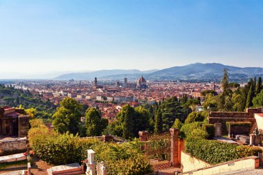 Aerial view of red roofs in Florence. Italy clipart