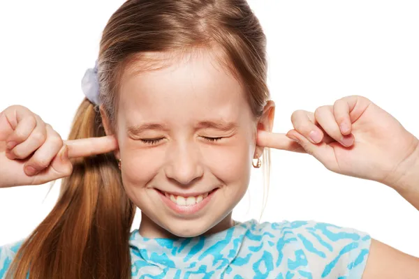 Girl closed her ears — Stock Photo, Image