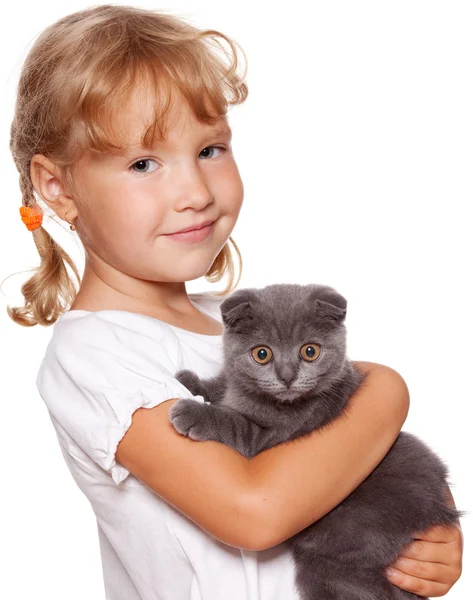 Girl with cat — Stock Photo, Image