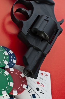 Casino. tabanca, kartları ve sayaçları
