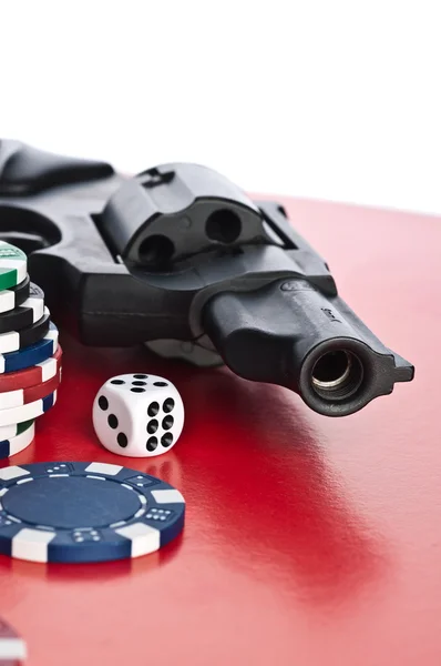 Stock image Casino. revolver, cards and counters