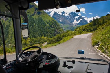 Kaprun area and Alps view from bus clipart