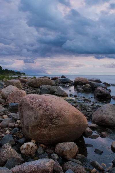 Vista do pôr do sol sobre o mar Báltico — Fotografia de Stock