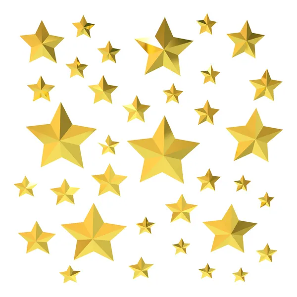 Muchas estrellas doradas sobre fondo blanco —  Fotos de Stock