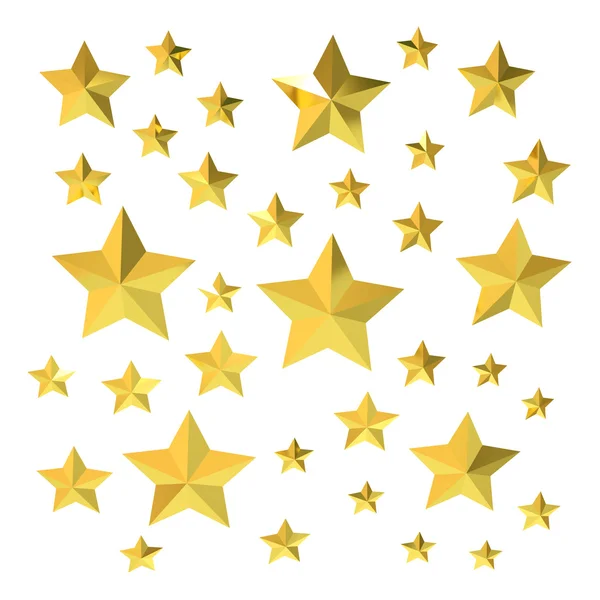 Sok arany csillag, a fehér háttér — Stock Fotó
