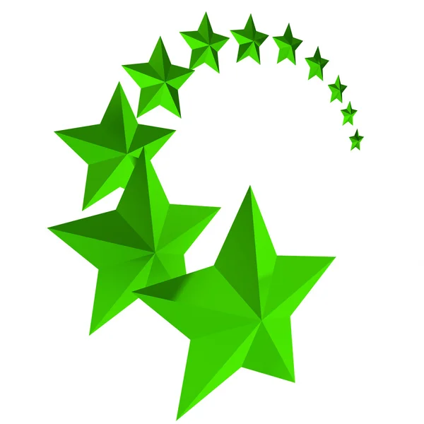 Tizenegy zöld csillag fehér háttér — Stock Fotó