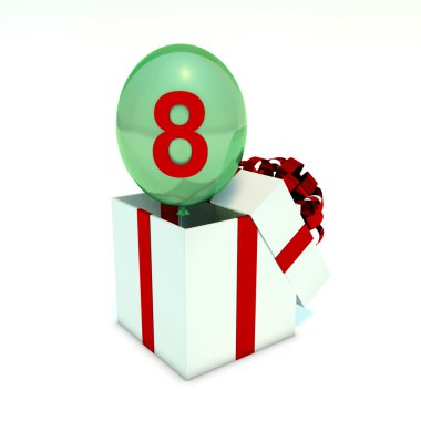 Green toy balloon with yellow 8 number