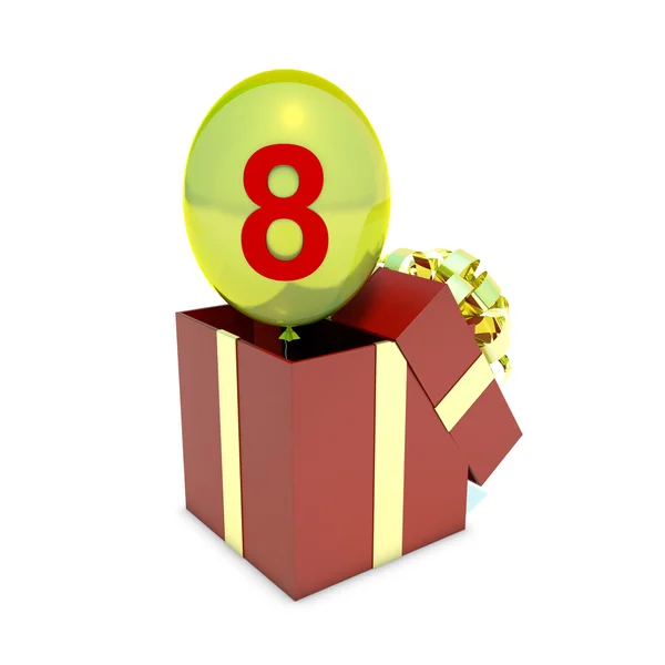 Yellow toy balloon with 8 number — Stock Photo, Image