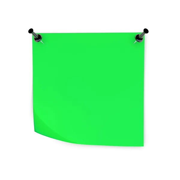 stock image Green sheet of paper attached to the white wall