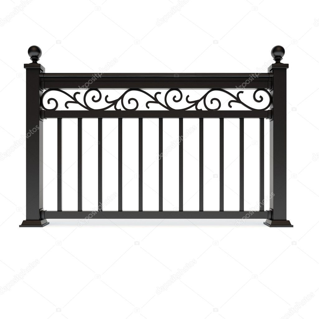 Black metal railing with pattern