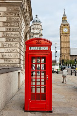 Red phone booth. London, England clipart