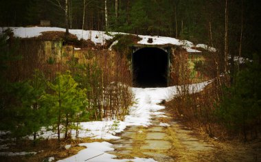 Tunnel. Abandoned military base clipart