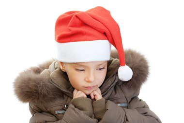 Little girl closeup in warm winter jacket clipart