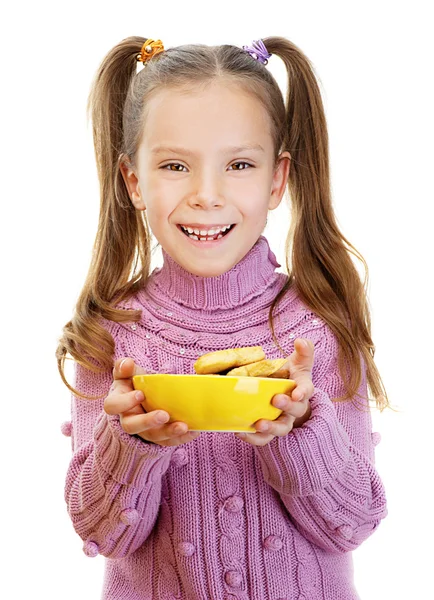 Malá dívka detailní v růžový svetr — Stock fotografie