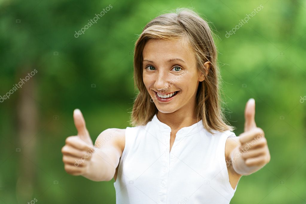 Woman showing gesture that everything is OK
