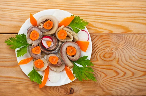 Salted fish (herring) rolls — Stock Photo, Image