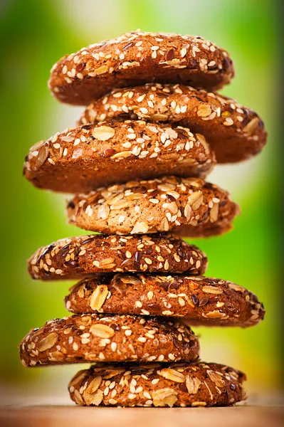Ovesné sušenky s lapačem slunečnicová semínka, Sezamová semínka — Stock fotografie