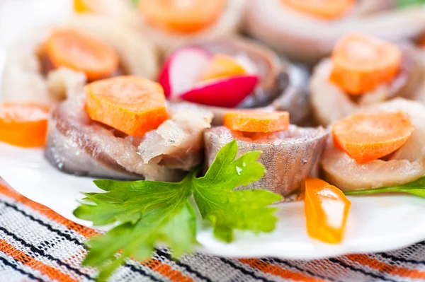 Roll with herring and parsley — Stock Photo, Image