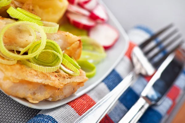Fish in batter — Stock Photo, Image