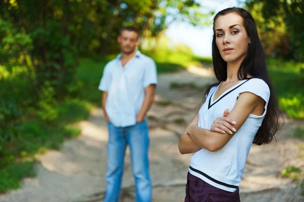 Beautiful woman and her boy friend — Stock Photo, Image