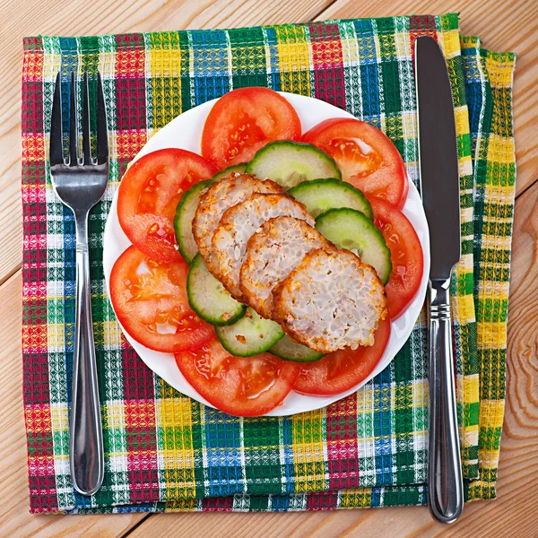Vegetables, slices of meatloaf — Stock Photo, Image