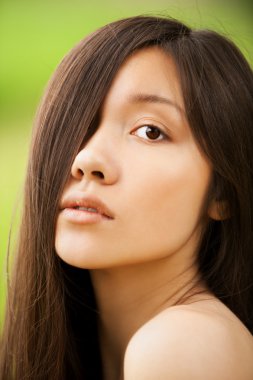 Closeup portrait of pretty young asian woman clipart