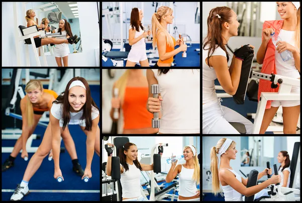 Collage de dos atletas femeninas — Foto de Stock