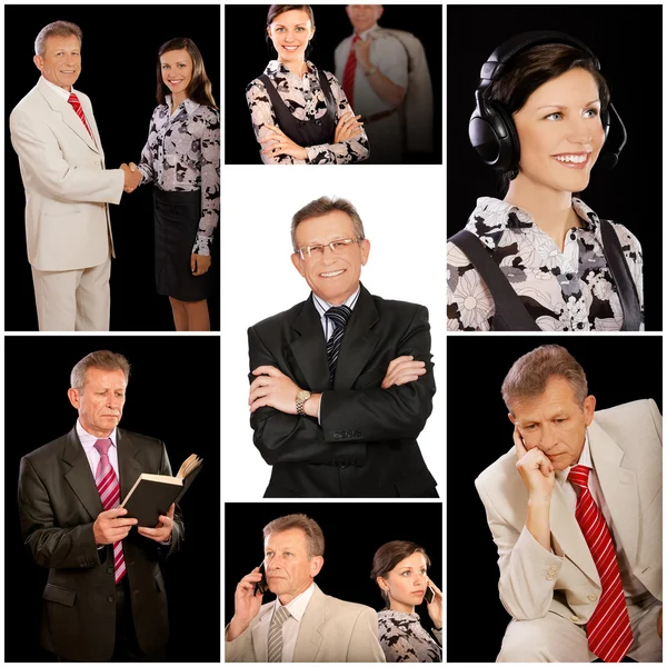 Collage av businessteam - chef och sekreterare — Stockfoto