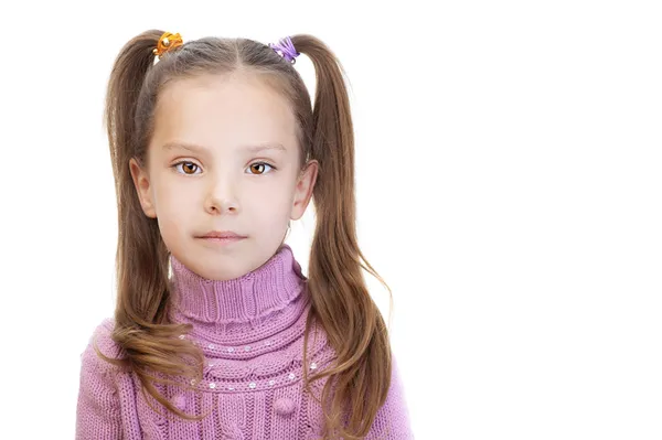 Malá holčička v růžovém svetru — Stock fotografie