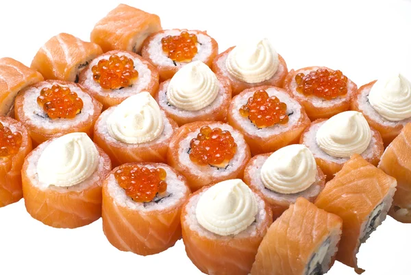Sushi rulle uppsättning isolerad på vit — Stockfoto