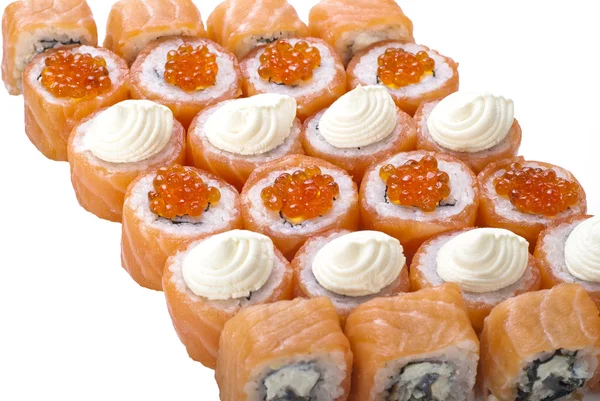 Setul de rulouri sushi izolat pe alb — Fotografie, imagine de stoc