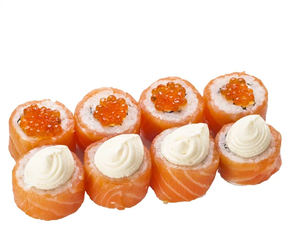 Sushi rulle uppsättning isolerad på vit — Stockfoto