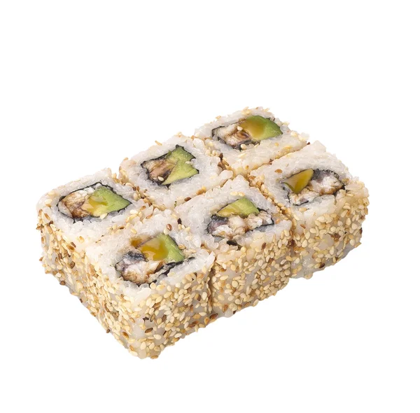 Rotolo di sushi isolato su bianco — Foto Stock