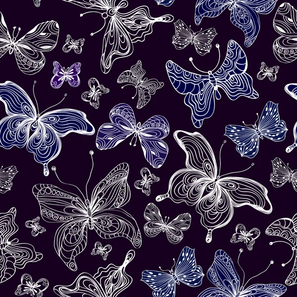 Fond sans couture papillon foncé — Image vectorielle