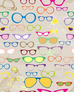 Seamless background with color eyeglasses clipart