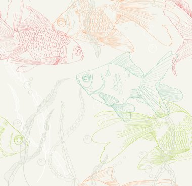 Seamless background with gold fish clipart