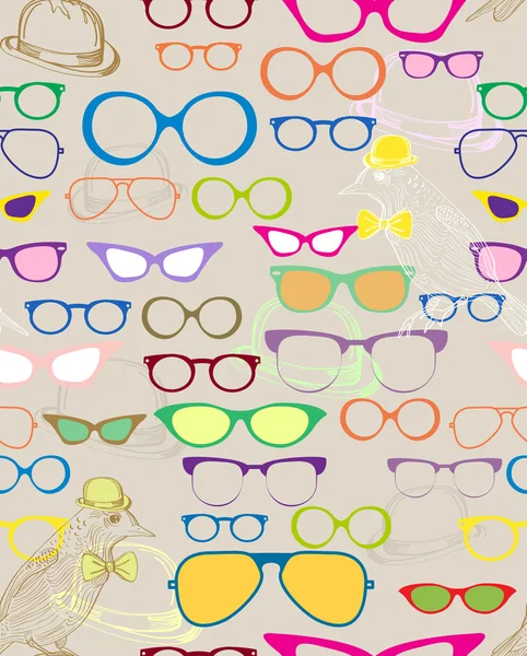 Sömlös bakgrund med färg glasögon — Stock vektor