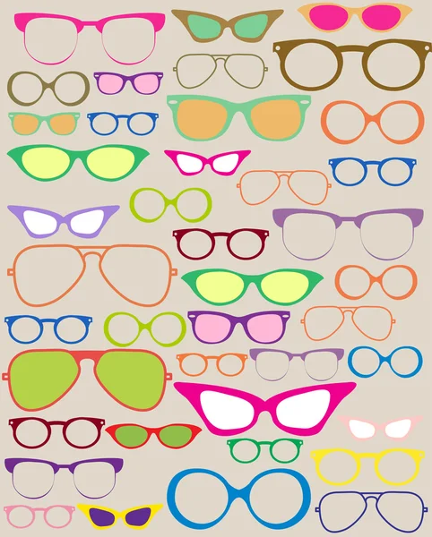 Uppsättning av olika glasögon — Stock vektor