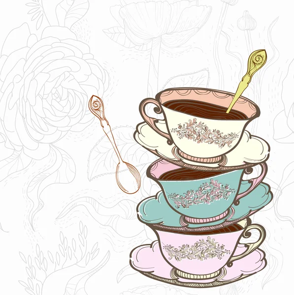 Чайні чашки фон — стоковий вектор
