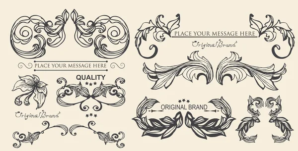 Vektor-Set: Kalligrafische Gestaltungselemente und Seitendekorationen — Stockvektor