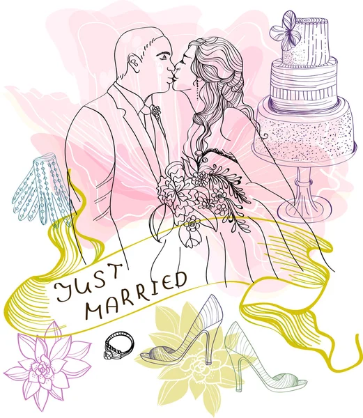 Braut und Bräutigam Hochzeitshintergrund — Stockvektor