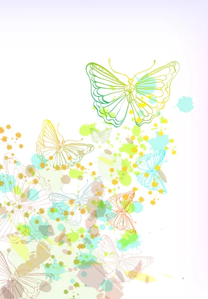 Grunge fundo colorido com borboleta —  Vetores de Stock
