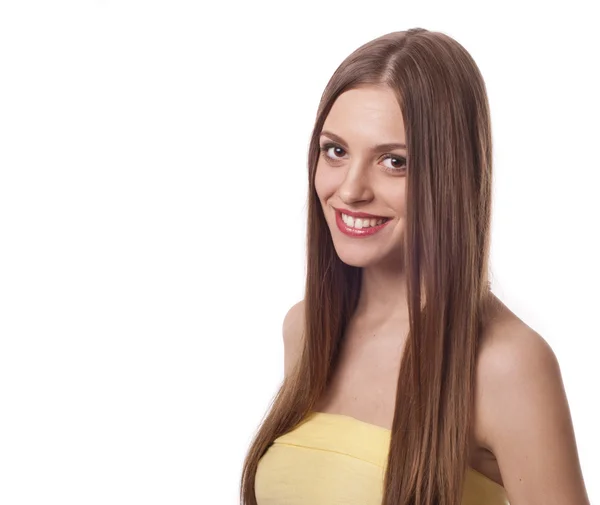 Schöne junge Frau mit breitem Lächeln — Stockfoto