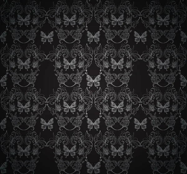 Fond floral sans couture avec papillon — Image vectorielle