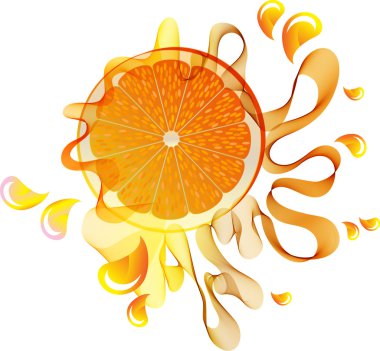 Orange juice splash over white clipart