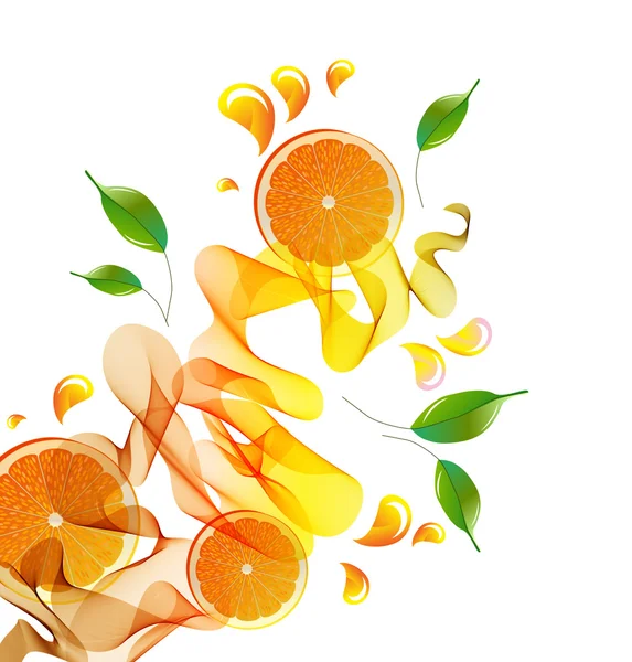Spruzzi di succo d'arancia — Vettoriale Stock